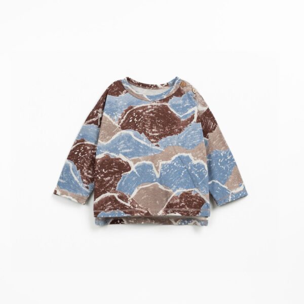 Maglietta a maniche lunghe con stampa montagne playup